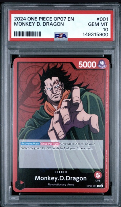 Monkey D. Dragon, 2024 OP07 · #001, PSA 10