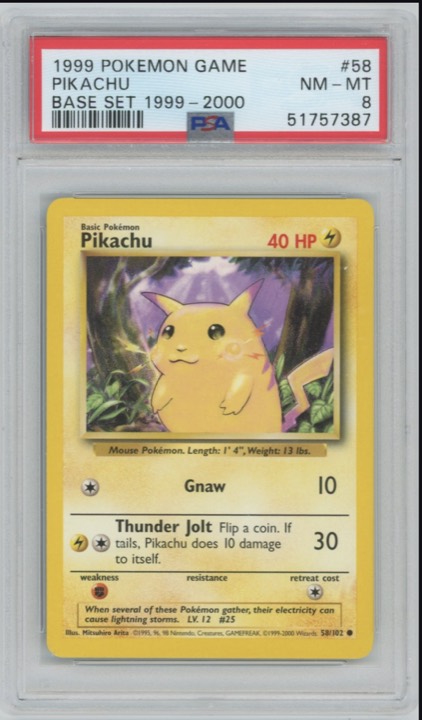 Pikachu, 1999 Base Set · #58, PSA 8
